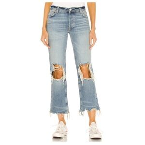 Free People We the Free Maggie Jean-Mid Rise Straight Leg Crop Destroyed-Size 28